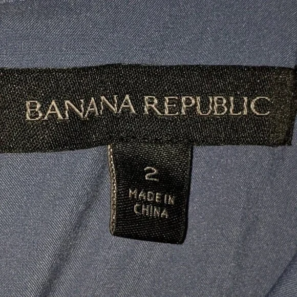 Banana Republic Size 2 Pleated Dress Mini Chiffon Popover Polka Dot Blue - Picture 2 of 3